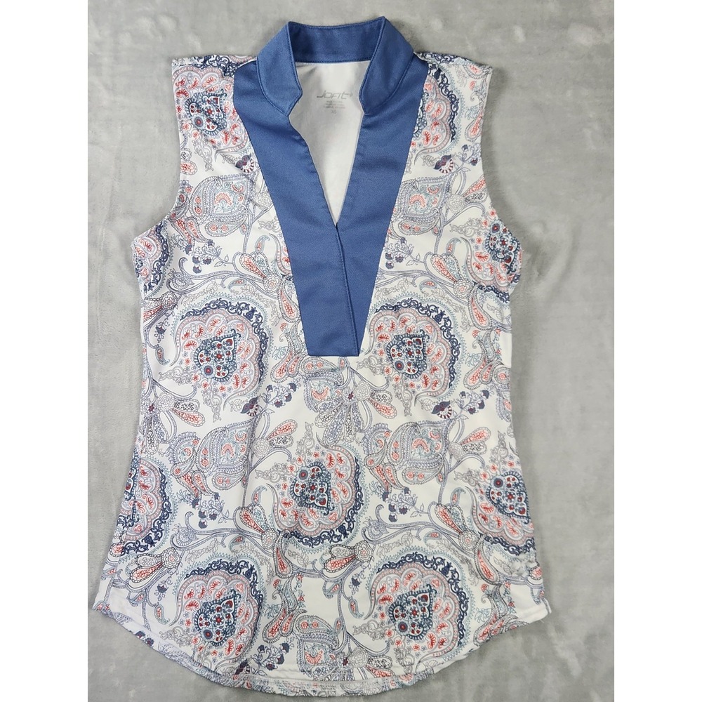 JOFIT Women's Sleeveless Golf Polo Size XS Paisley Print